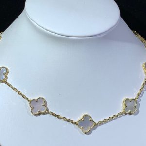 Van Cleef & Arpels Alhambra Necklace 10 Motifs Mother Of Pearl 18K Gold Custom (2)