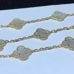 Van Cleef & Arpels Alhambra Necklace 10 Motifs Mother Of Pearl 18K Gold Custom (2)