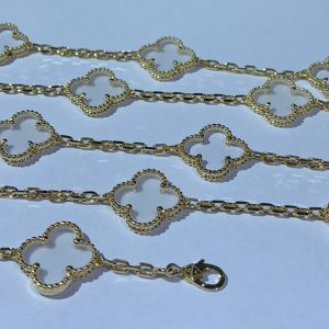 Van Cleef & Arpels Alhambra Necklace 20 Motifs Custom Natural Diamond 18K Gold (2)