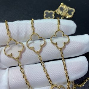 Van Cleef & Arpels Alhambra Necklace 20 Motifs Custom Natural Diamond 18K Gold (2)