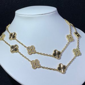 Van Cleef & Arpels Alhambra Necklace 20 Motifs Womens Custom Natural Diamond 18K Gold (2)