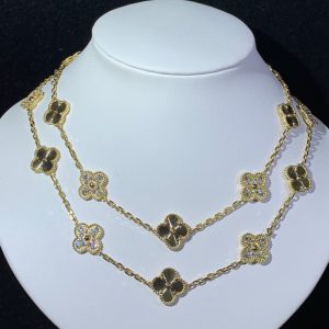 Van Cleef & Arpels Alhambra Necklace 20 Motifs Womens Custom Natural Diamond 18K Gold (2)