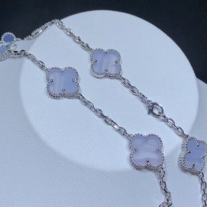 Van Cleef & Arpels Alhambra Necklace Custom Gemstone 18K White Gold 10 Motifs (2)