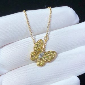 Van Cleef & Arpels Butterfly Necklace Womens Custom Natural Diamond Gemstone 18K Gold (2)