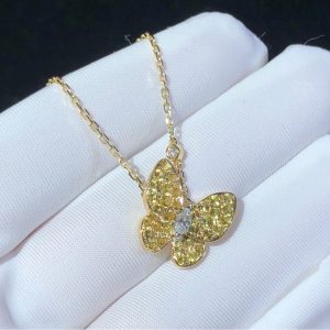 Van Cleef & Arpels Butterfly Necklace Womens Custom Natural Diamond Gemstone 18K Gold (2)