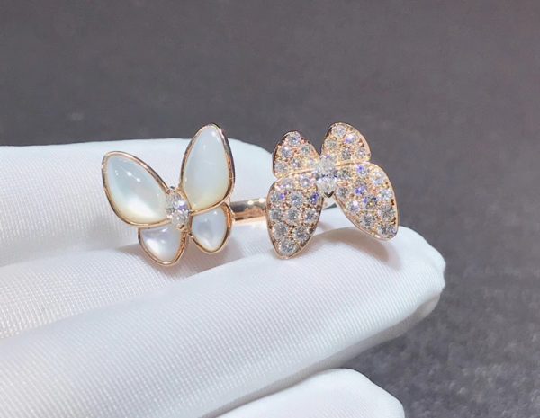 Van Cleef & Arpels Butterfly Rings Custom Mother Of Pearl Diamond 18K Rose Gold (2)