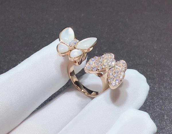 Van Cleef & Arpels Butterfly Rings Custom Mother Of Pearl Diamond 18K Rose Gold (2)