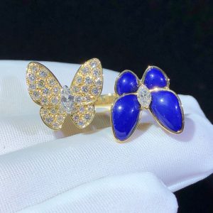 Van Cleef & Arpels Butterfly Womens Rings Gemstone Diamond 18K Gold Custom (2)