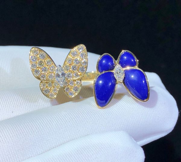 Van Cleef & Arpels Butterfly Womens Rings Gemstone Diamond 18K Gold Custom (2)