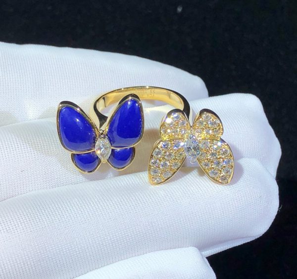 Van Cleef & Arpels Butterfly Womens Rings Gemstone Diamond 18K Gold Custom (2)