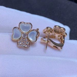 Van Cleef & Arpels Flora Cosmos Earrings Custom Natural Diamond Mother Of Pearl 18K Rose Gold (2)