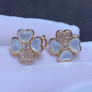 Van Cleef & Arpels Flora Cosmos Earrings Custom Natural Diamond Mother Of Pearl 18K Rose Gold (2)