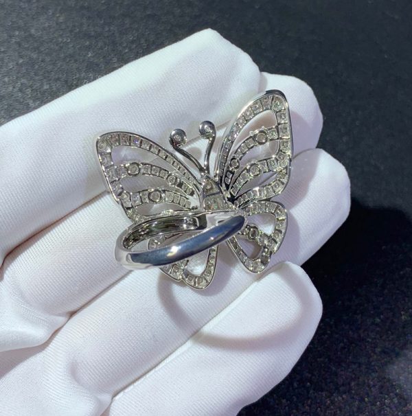 Van Cleef & Arpels Flying Butterfly Rings Custom 18K White Gold Natural Diamond (2)