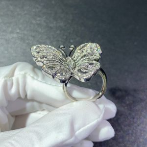 Van Cleef & Arpels Flying Butterfly Rings Custom 18K White Gold Natural Diamond (2)