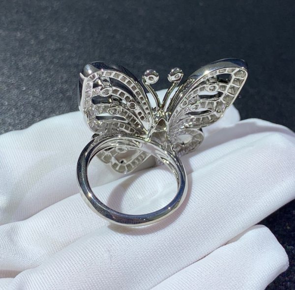 Van Cleef & Arpels Flying Butterfly Rings Custom 18K White Gold Natural Diamond (2)