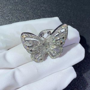 Van Cleef & Arpels Flying Butterfly Rings Custom 18K White Gold Natural Diamond (2)