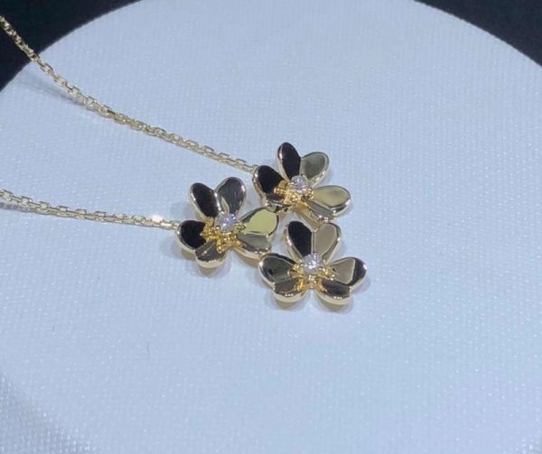 Van Cleef & Arpels Frivole Necklace 3 Motifs Natural Diamond 18K Gold Remake (2)