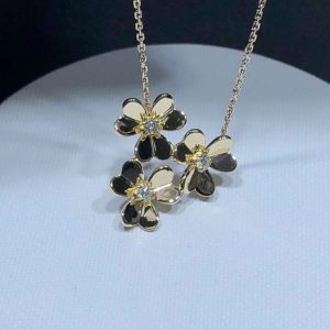 Van Cleef & Arpels Frivole Necklace 3 Motifs Natural Diamond 18K Gold Remake (2)