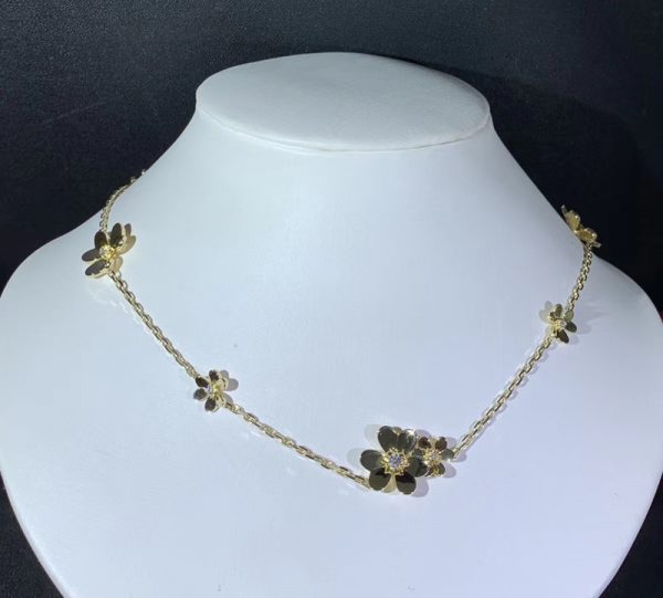 Van Cleef & Arpels Frivole Necklace Womens Natural Diamond 18K Gold Custom (2)