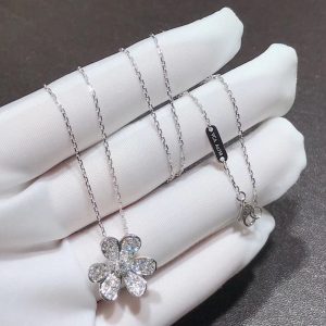 Van Cleef & Arpels Frivole Womens Necklace Custom Natural Diamond 18K White Gold (2)