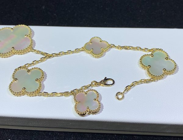 Van Cleef & Arpels Magic Alhambra Bracelet 5 Motifs Mother Of Pearl 18K Gold Custom (2)