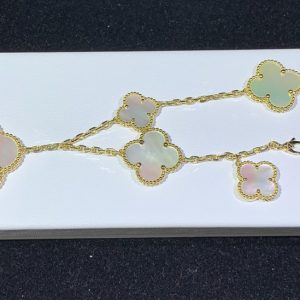 Van Cleef & Arpels Magic Alhambra Bracelet 5 Motifs Mother Of Pearl 18K Gold Custom (2)