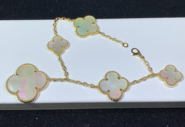 Van Cleef & Arpels Magic Alhambra Bracelet 5 Motifs Mother Of Pearl 18K Gold Custom (2)