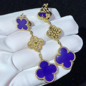 Van Cleef & Arpels Magic Alhambra Earring 3 Motifs Custom Gemstone Diamond 18K Gold (2)