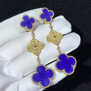 Van Cleef & Arpels Magic Alhambra Earring 3 Motifs Custom Gemstone Diamond 18K Gold (2)