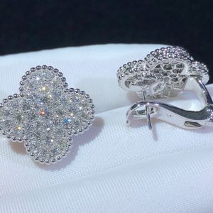 Van Cleef & Arpels Magic Alhambra Earring Natural Diamond 18K White Gold Custom (2)