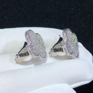 Van Cleef & Arpels Magic Alhambra Earring Natural Diamond 18K White Gold Custom (2)