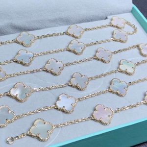 Van Cleef & Arpels Magic Alhambra Necklace 20 Motifs Mother Of Pearl 18K Gold Custom (2)