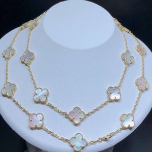 Van Cleef & Arpels Magic Alhambra Necklace 20 Motifs Mother Of Pearl 18K Gold Custom (2)