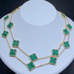 Van Cleef & Arpels Magic Alhambra Necklace Custom Gemstone 18K Gold 20 Motifs (2)