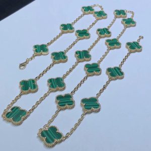 Van Cleef & Arpels Magic Alhambra Necklace Custom Gemstone 18K Gold 20 Motifs (2)