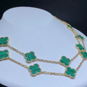 Van Cleef & Arpels Magic Alhambra Necklace Custom Gemstone 18K Gold 20 Motifs (2)