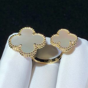 Van Cleef & Arpels Magic Alhambra Womens Rings Custom Mother Of Pearl 18K Gold (2)