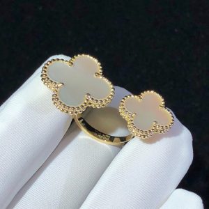 Van Cleef & Arpels Magic Alhambra Womens Rings Custom Mother Of Pearl 18K Gold (2)