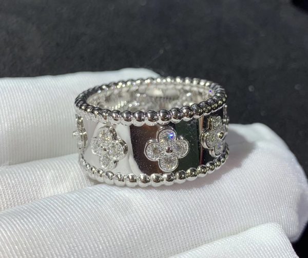 Van Cleef & Arpels Perlee Clovers Rings Custom Natural Diamond 18K White Gold (2)