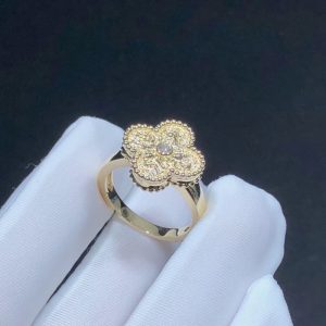 Van Cleef & Arpels Vintage Alhambra Ring Remake Natural Diamond 18K Gold (2)