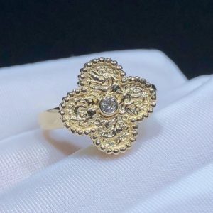 Van Cleef & Arpels Vintage Alhambra Ring Remake Natural Diamond 18K Gold (2)