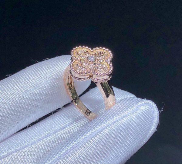 Van Cleef & Arpels Vintage Alhambra Ring Remake Natural Diamond 18K Rose Gold (2)