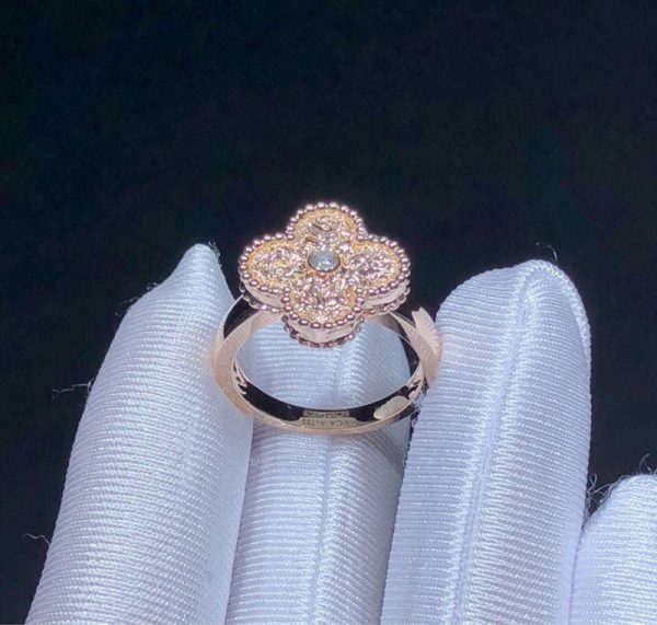 Van Cleef & Arpels Vintage Alhambra Ring Remake Natural Diamond 18K Rose Gold (2)