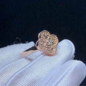 Van Cleef & Arpels Vintage Alhambra Ring Remake Natural Diamond 18K Rose Gold (2)