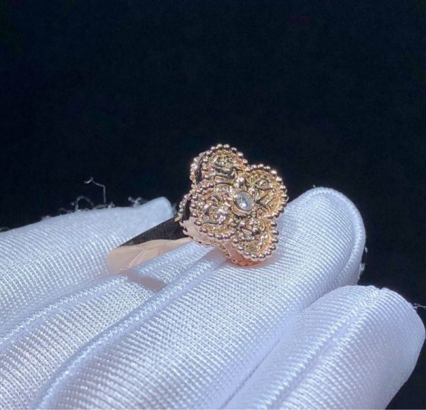 Van Cleef & Arpels Vintage Alhambra Ring Remake Natural Diamond 18K Rose Gold (2)