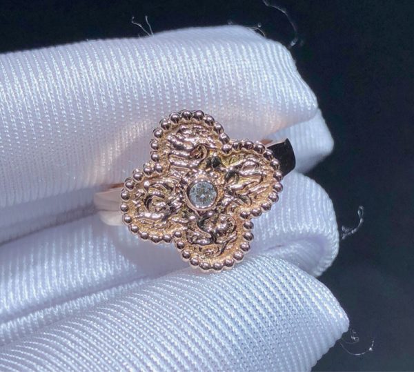 Van Cleef & Arpels Vintage Alhambra Ring Remake Natural Diamond 18K Rose Gold (2)