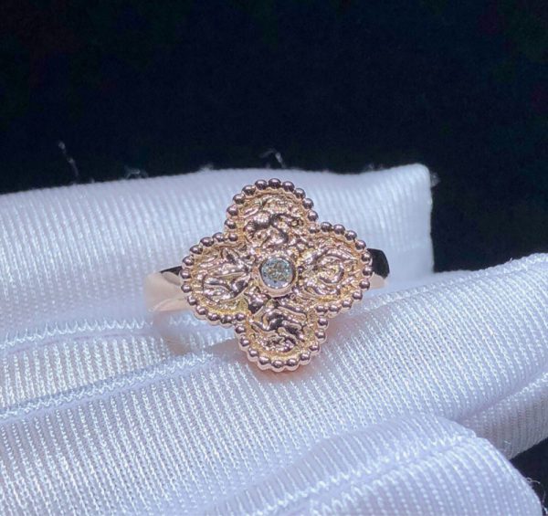 Van Cleef & Arpels Vintage Alhambra Ring Remake Natural Diamond 18K Rose Gold (2)