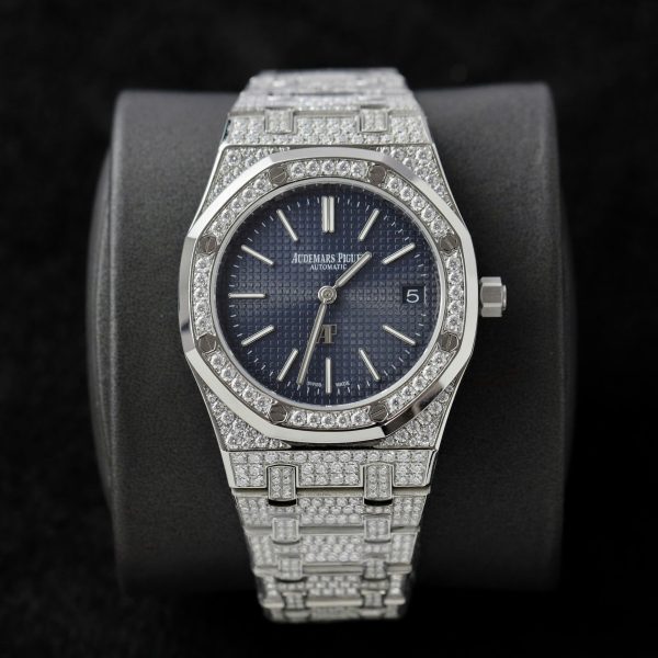 Audemars Piguet Replica Watch Royal Oak Jumbo Extra-Thin 16202 Custom Moissanite Diamonds Hong Kong 39mm (2)