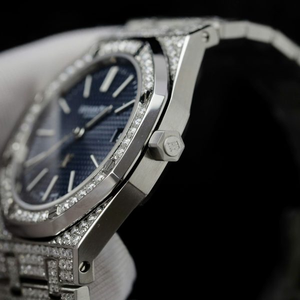 Audemars Piguet Replica Watch Royal Oak Jumbo Extra-Thin 16202 Custom Moissanite Diamonds Hong Kong 39mm (2)