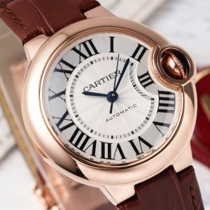 Cartier Ballon Bleu Lady Replica 11 Watch Brown Leather Strap AF Factory 33mm (2)